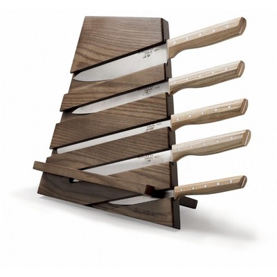 CEPPO TRATTORIA in Holz mit Schneidebrett und Pult 5 Messer mit Holzgriff - Tabakfarbe
